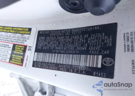 2018 Toyota Camry Le из США, поврежденный, VIN 4T1B11HK2JU563414